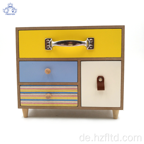 Holz-Desktop-Organizer-Box mit Schubladen